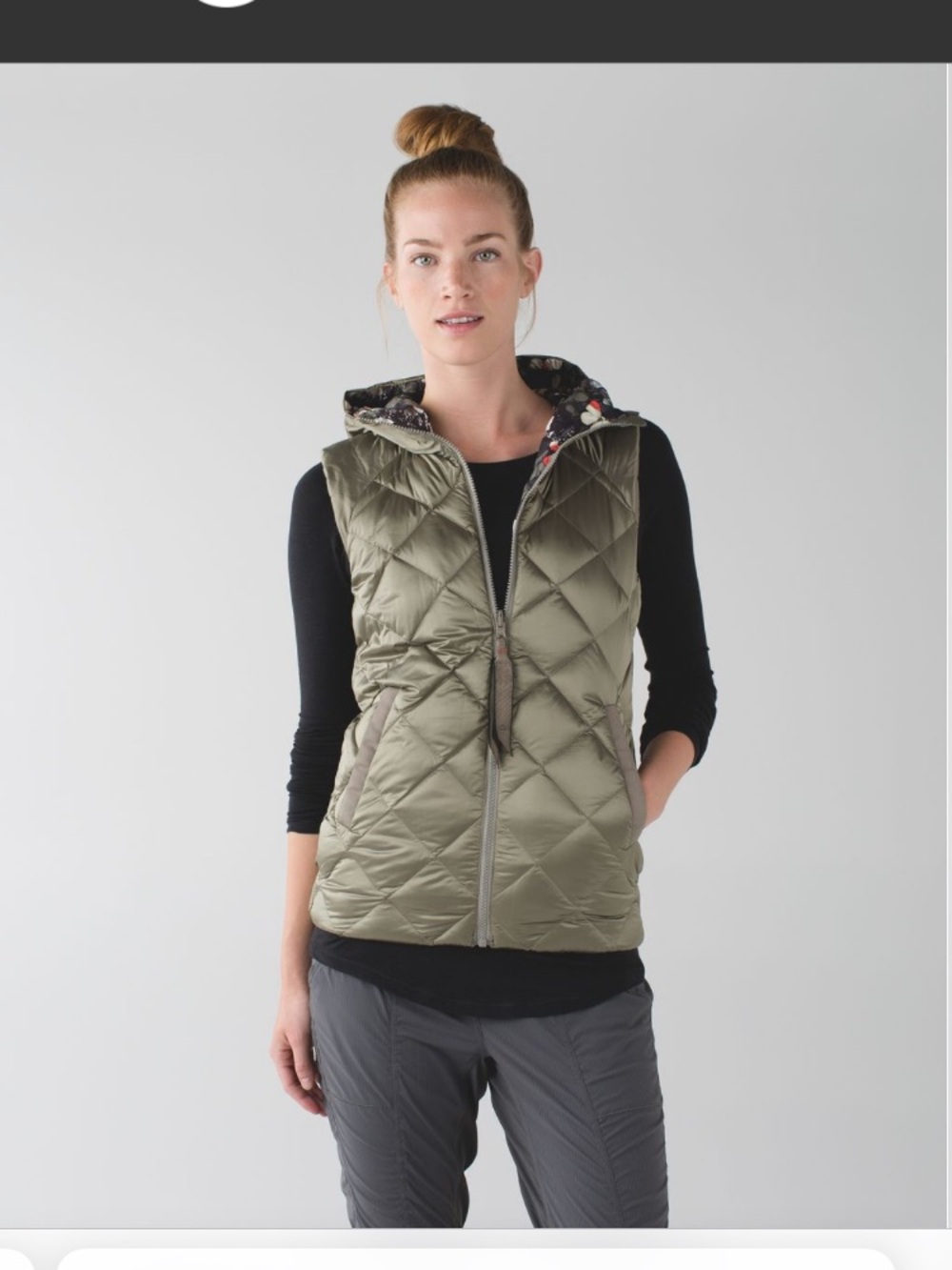 Lululemon the fluffiest down Puffer Vest hood 4 soft earth butterfly reversible